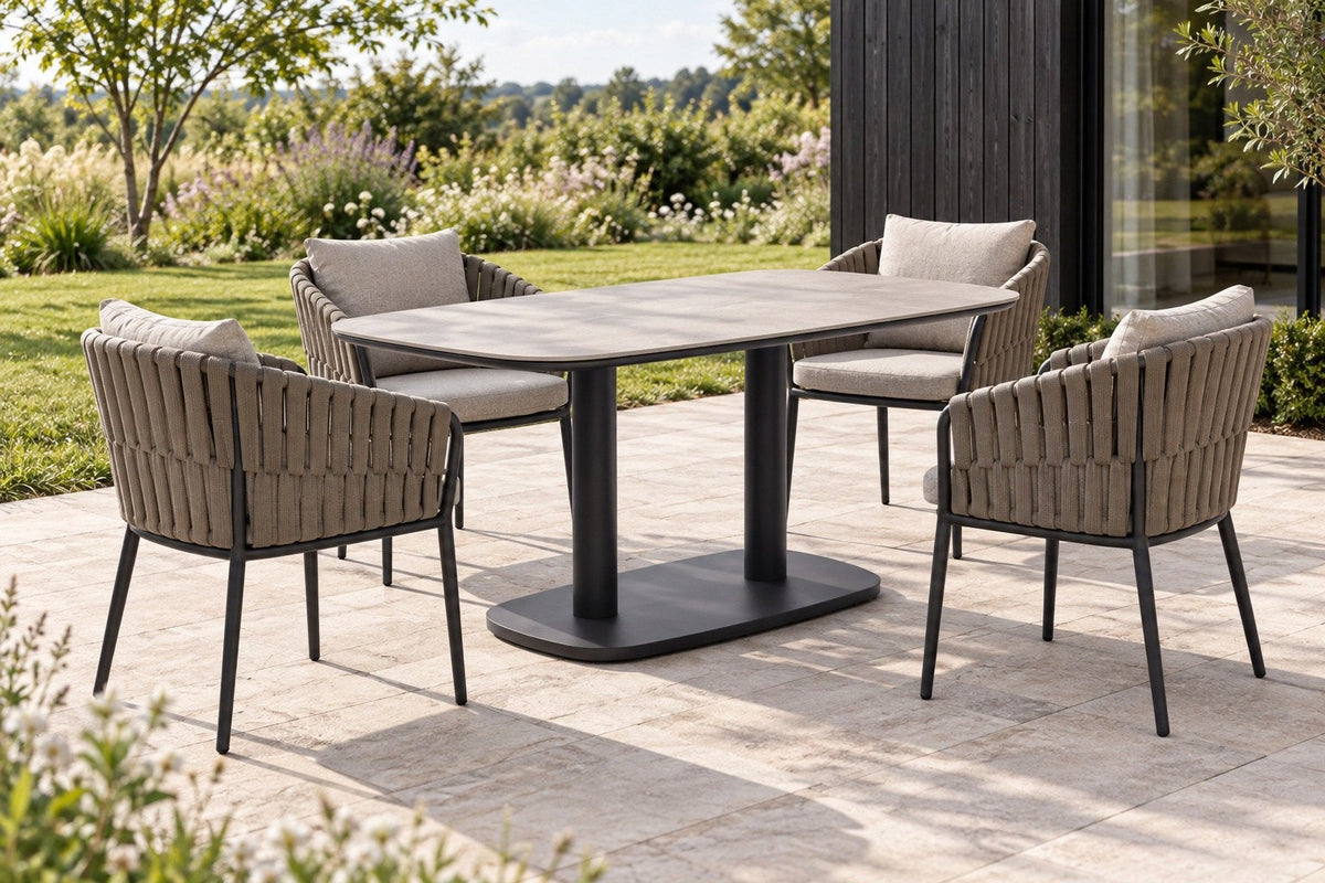 Bernhard Gartentisch Medium, Aluminium Anthrazit und Sinterstone Greige – Ansicht 10