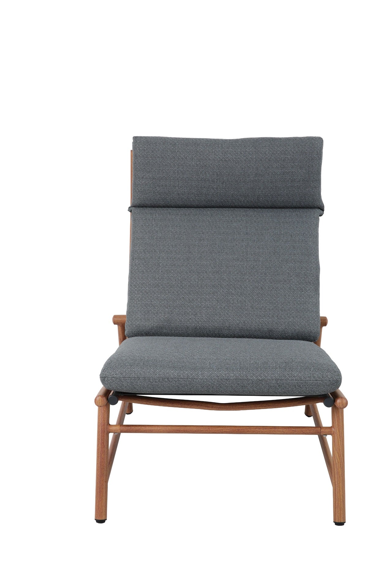 Fauteuil-Set Billie mit Aluminiumgestell in Holzoptik, Textilenbespannung und dunkelgrauen Outdoor-Kissen