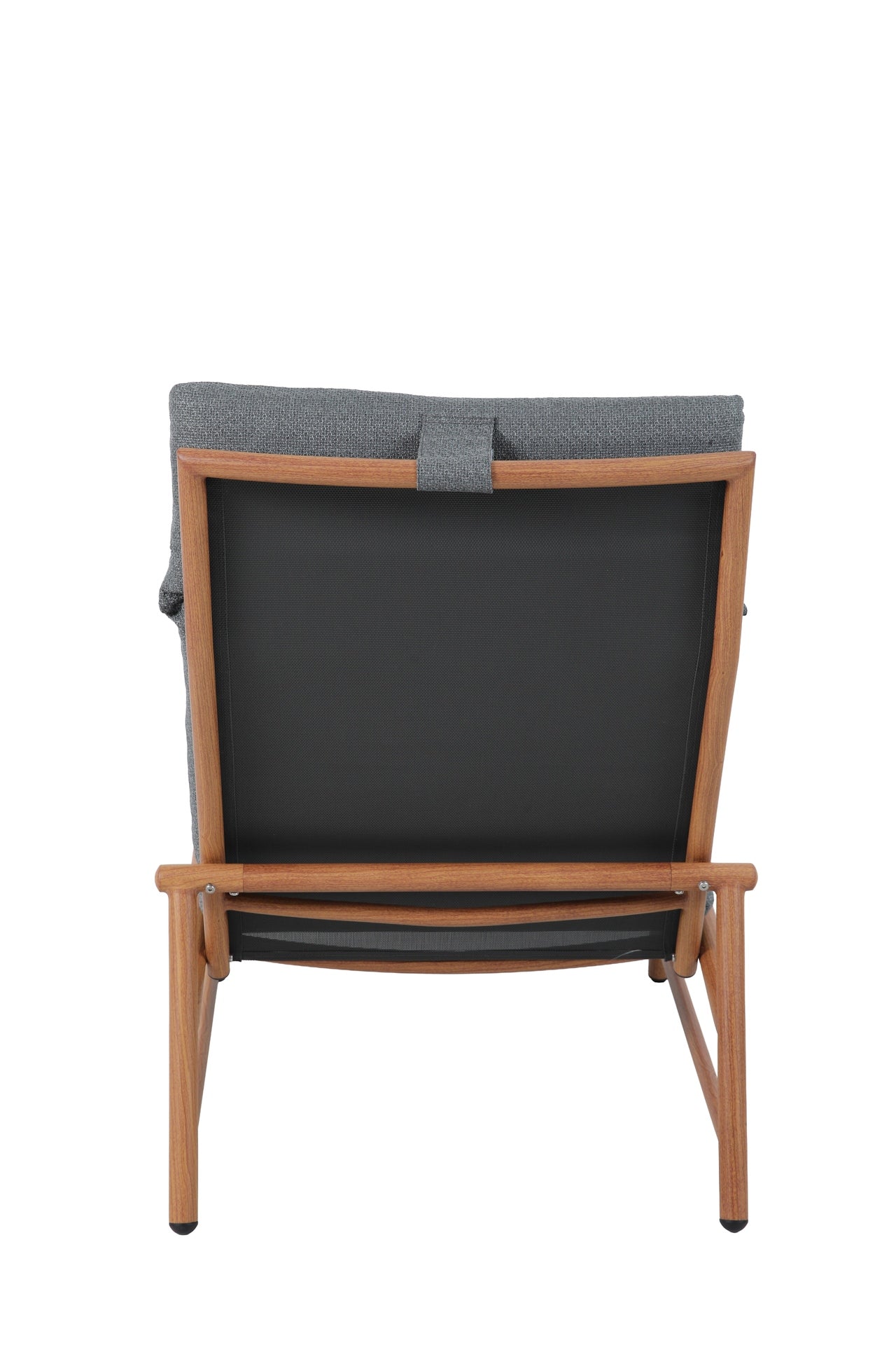 Fauteuil-Set Billie mit Aluminiumgestell in Holzoptik, Textilenbespannung und dunkelgrauen Outdoor-Kissen