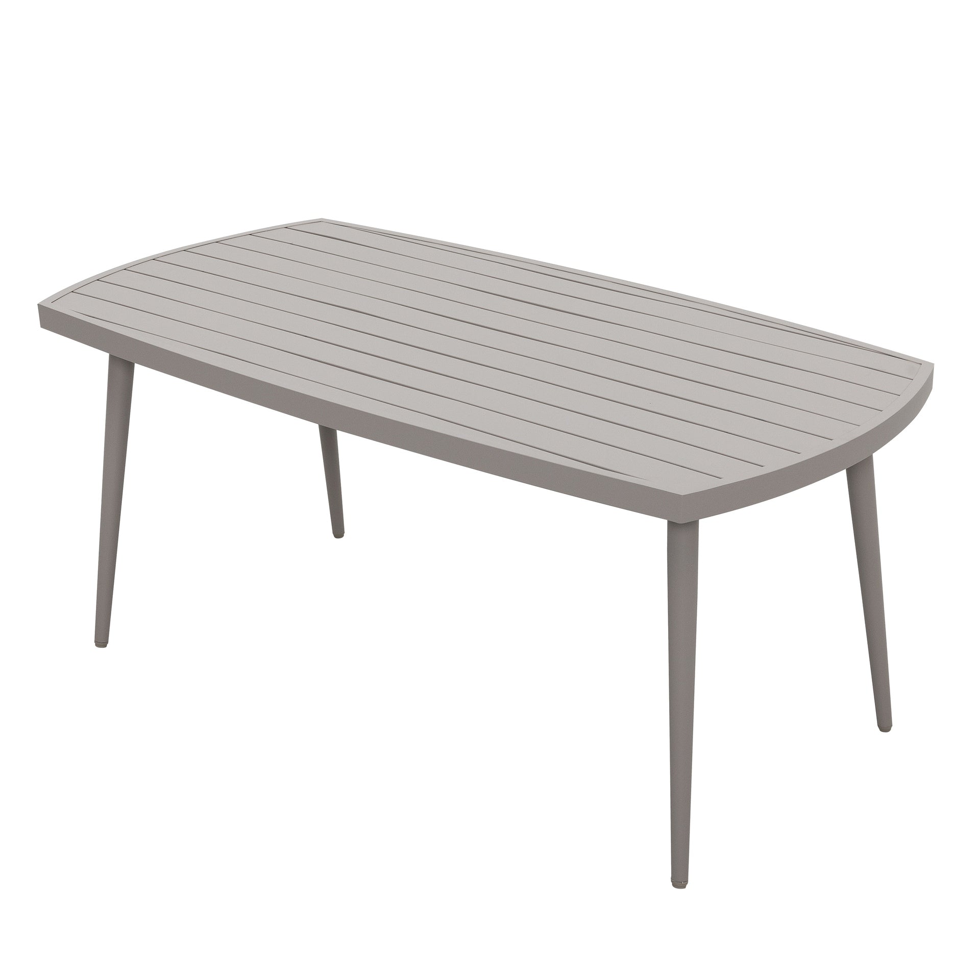 Tischgruppe Denise mit Esstisch 160x90 cm und 6 Armstühlen in grau-beige mit Textilschnüren und Sitzkissen – Outdoor Gartenmöbelshop.at
