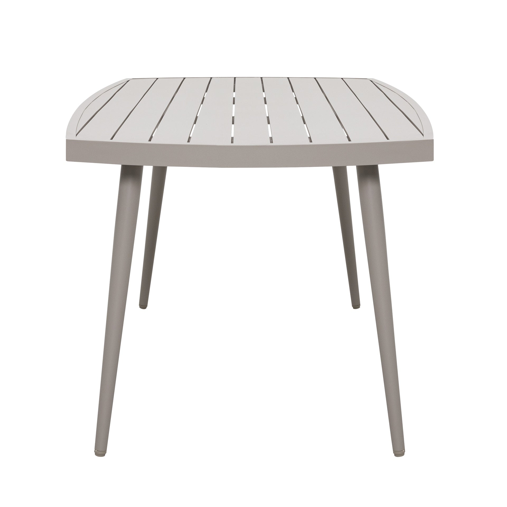 Tischgruppe Denise mit Esstisch 160x90 cm und 6 Armstühlen in grau-beige mit Textilschnüren und Sitzkissen – Outdoor Gartenmöbelshop.at