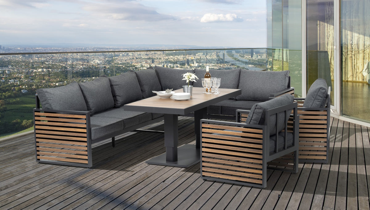 Eckbankgruppe Liliane – Flexibles Gartenmöbel-Set mit höhenverstellbarem Tisch