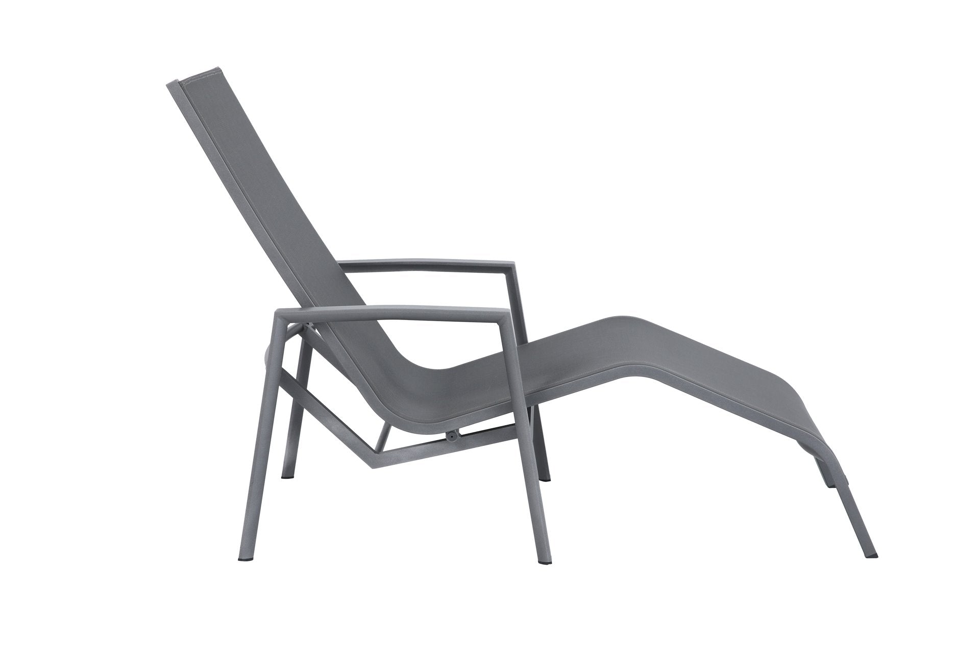 Die Kippliege Mac mit Aluminiumgestell in Anthrazit und Textilenspannung in Dunkelgrau. Ergonomisch, robust und perfekt für Garten oder Sauna. Jetzt online bestellen!