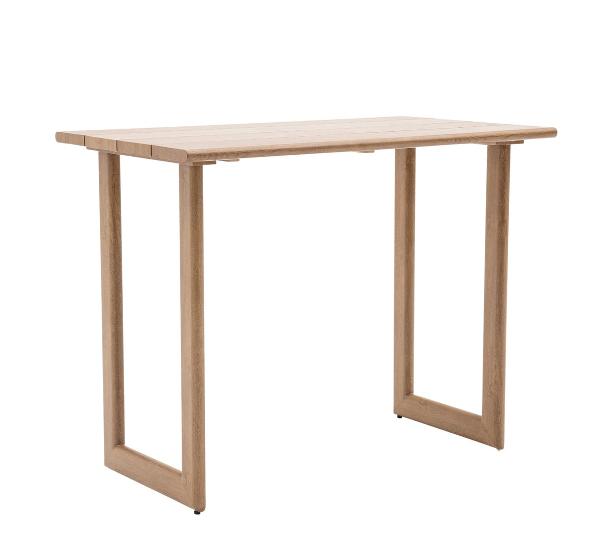Malea Bartisch 140 × 82 cm aus Aluminium mit Heat-Transfer-Holzfinish, freigestellt