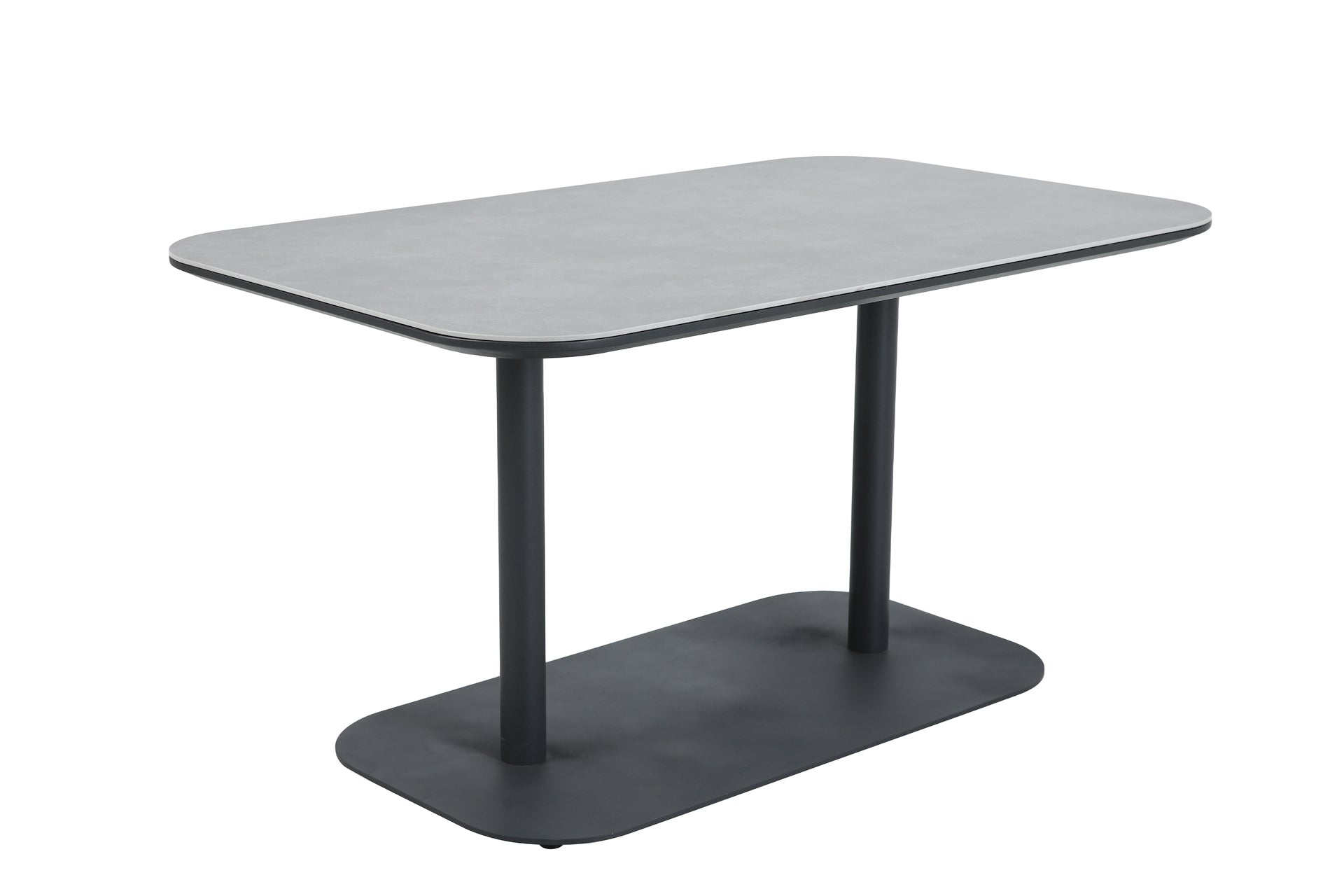 Nero Eckbankgruppe mit Sinterstone Tischplatte, taupefarbenen Textilschnüren und Aluminiumgestell – Gartenmöbelshop.at