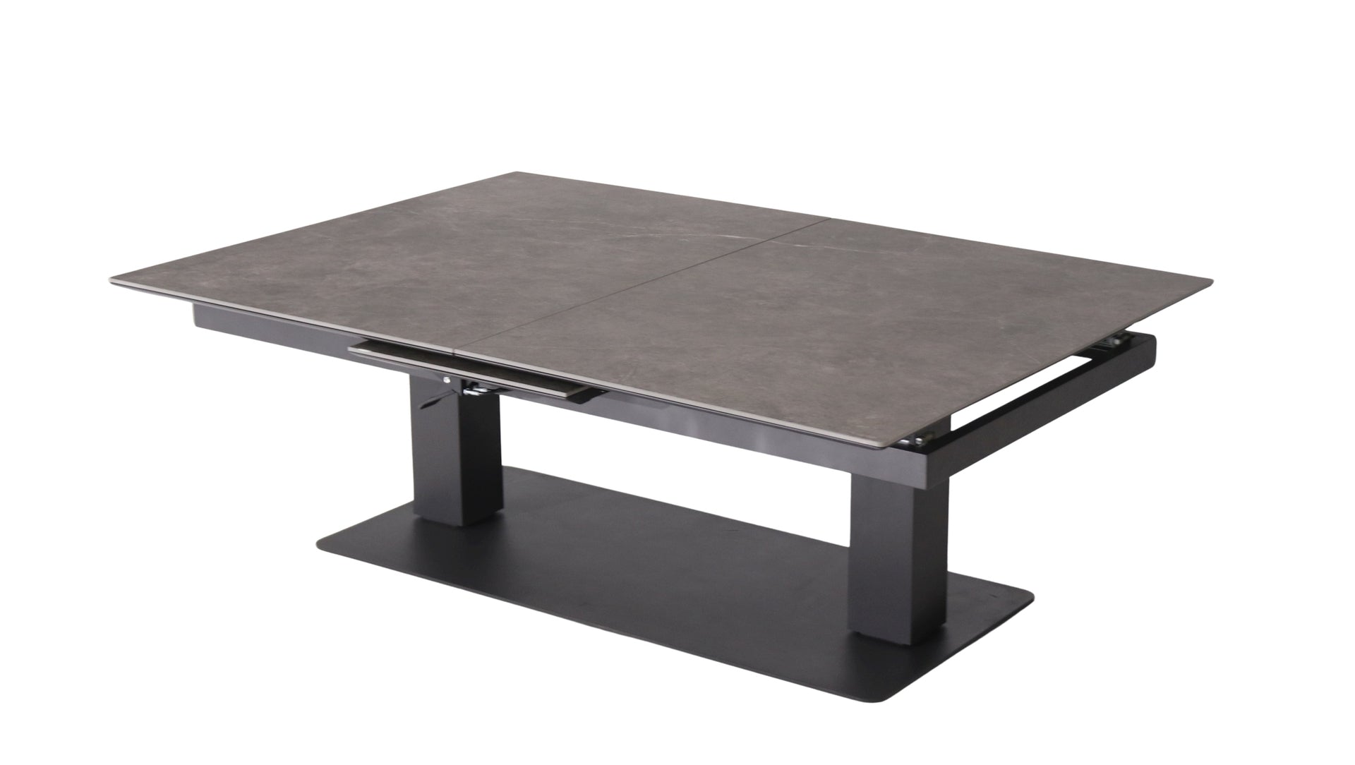 Nicosia Gartentisch höhenverstellbar und ausziehbar mit Sinterstone Tischplatte im Betondekor