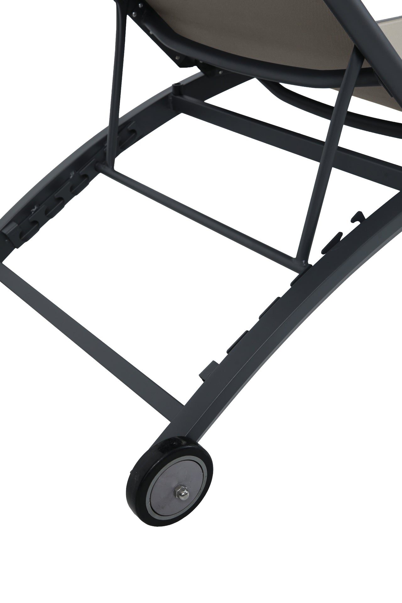 Sonnenliege Philina aus Aluminium in Anthrazit mit Textilen-Bespannung, verstellbarer Rückenlehne und Rollen für Garten und Poolbereich