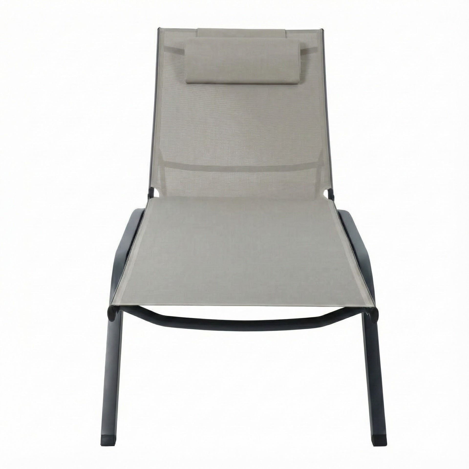 Sonnenliege Philina aus Aluminium in Anthrazit mit Textilen-Bespannung, verstellbarer Rückenlehne und Rollen für Garten und Poolbereich