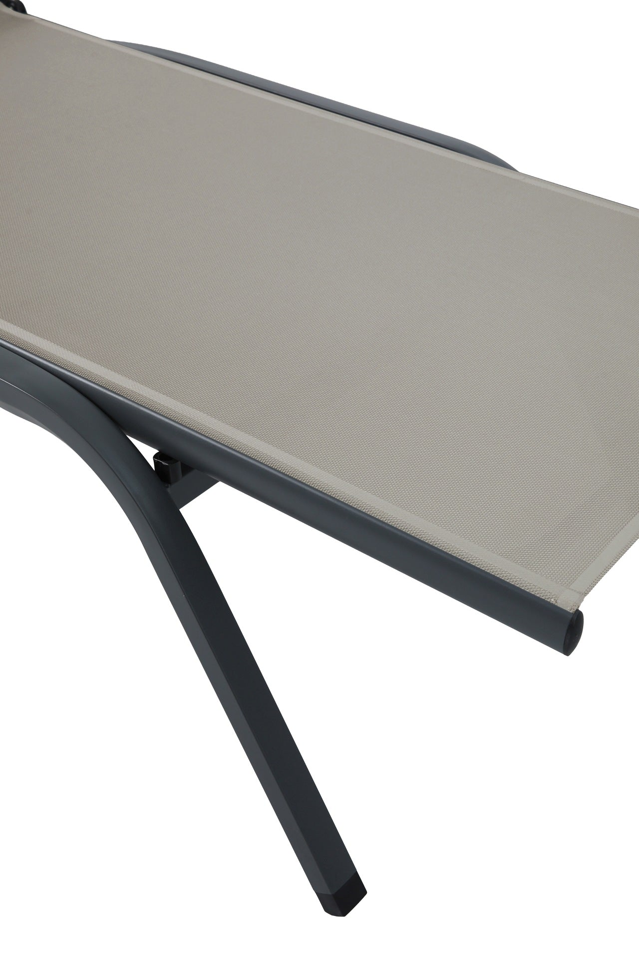 Sonnenliege Philina aus Aluminium in Anthrazit mit Textilen-Bespannung, verstellbarer Rückenlehne und Rollen für Garten und Poolbereich