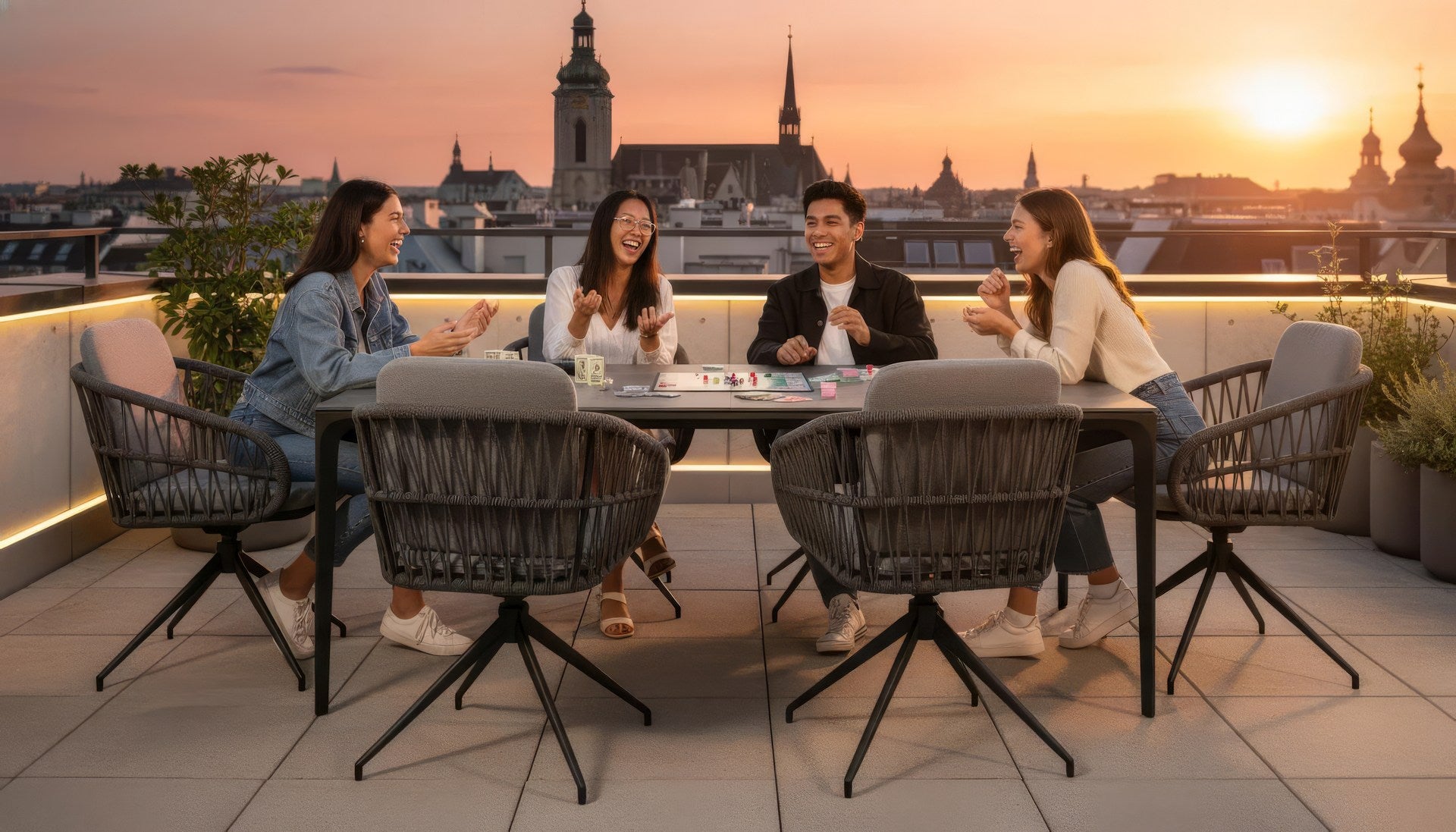 Serena Gartentisch mit Aluminiumgestell und keramikbeschichteter ESG-Glasplatte für den Outdoor-Bereich