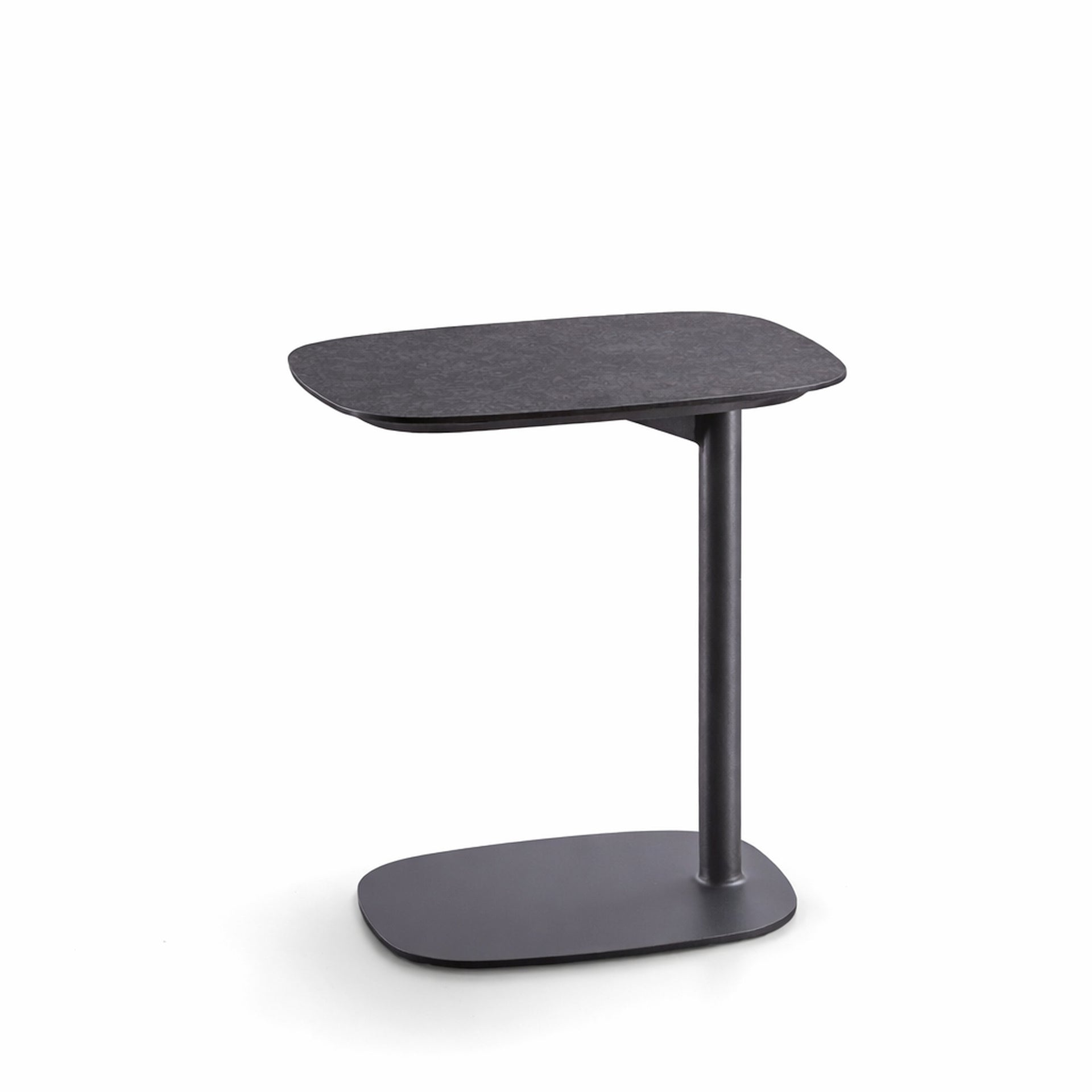 Shelly Beistelltisch aus Aluminium mit Sinterstone Tischplatte in dunklem Steindekor für Garten und Terrasse