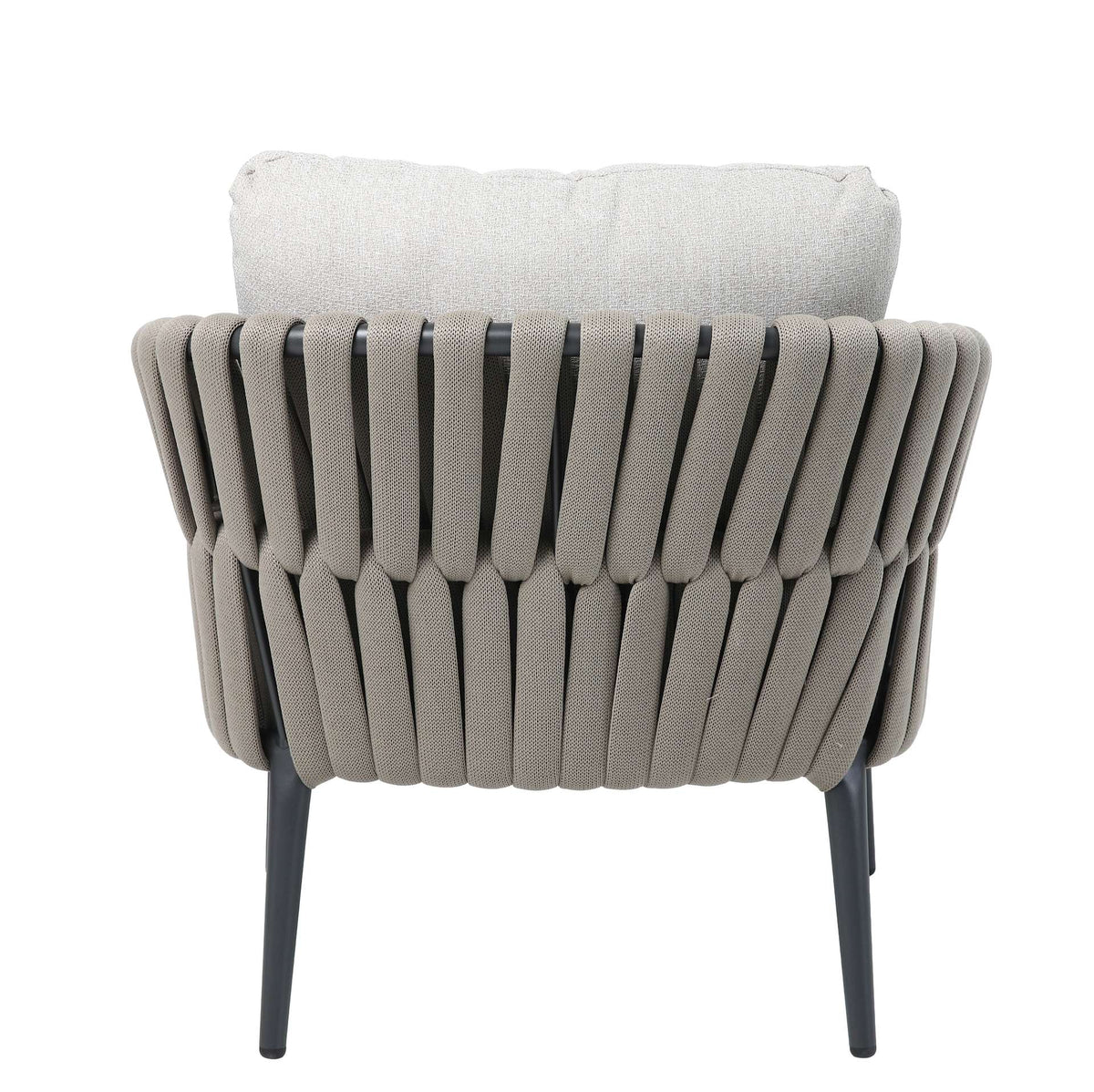 Nero Gartenfauteuil mit breiter grauer Schnürung – Rückansicht