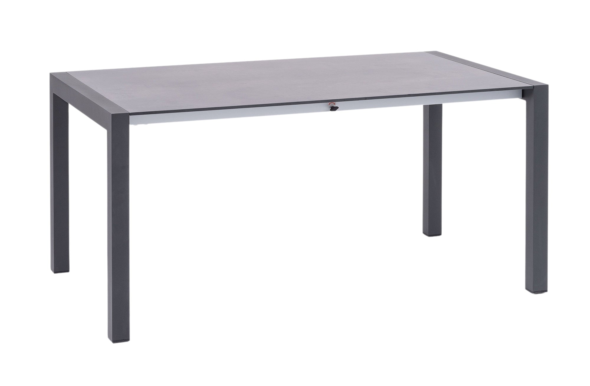 Gartentisch Emily mit Aluminiumgestell in Anthrazit und HPL-Steindekorplatte, verlängerbar auf 217 cm.