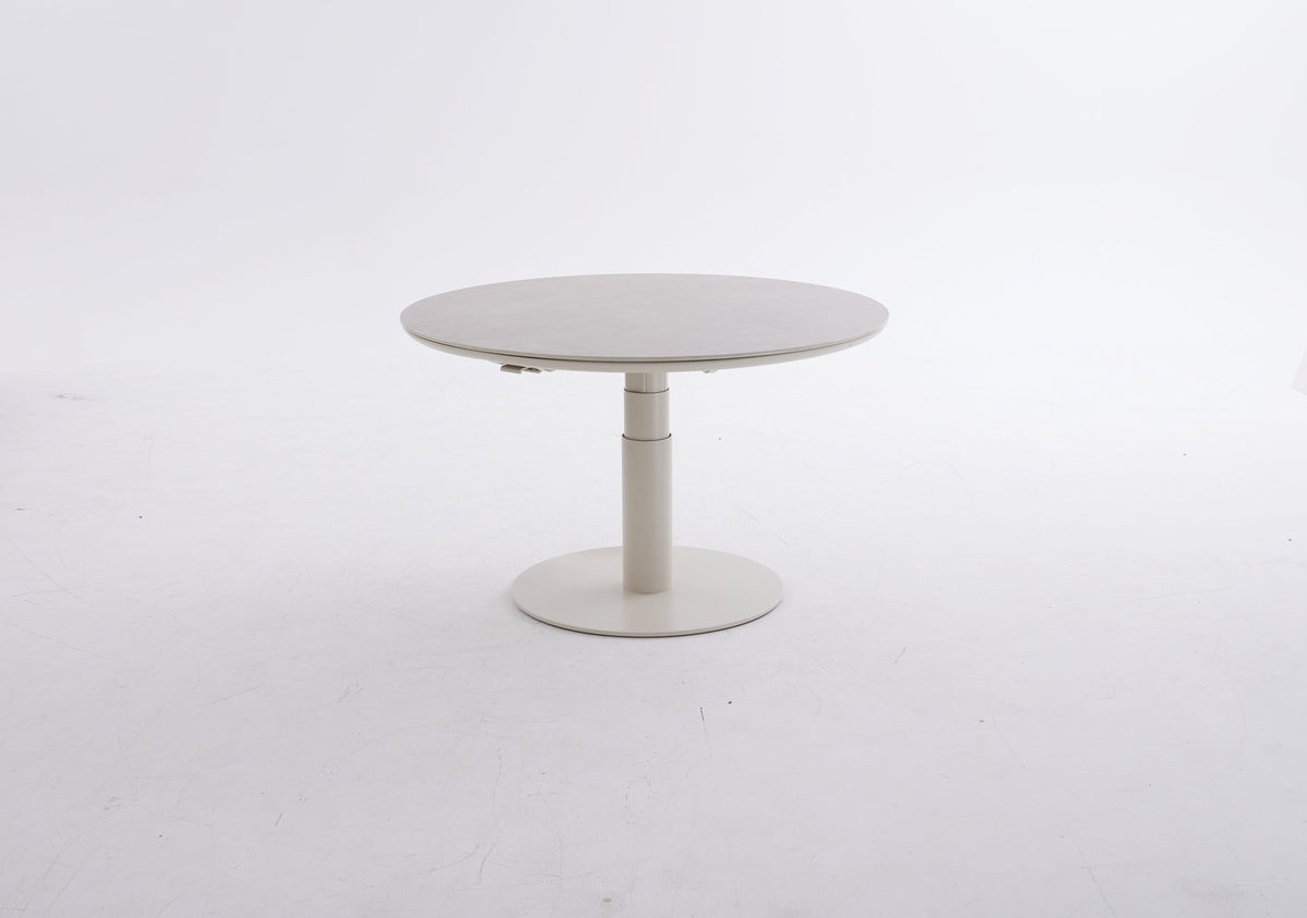 Arthur Gartentisch Creme Ø 120 cm, höhenverstellbar, Sinterstone Greige – Produktansicht 1