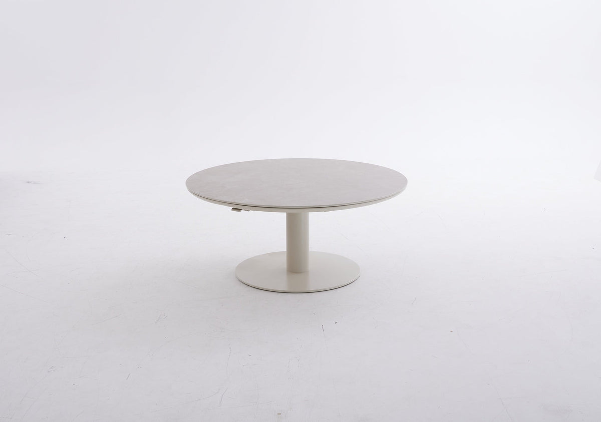 Arthur Gartentisch Creme Ø 120 cm, höhenverstellbar, Sinterstone Greige – Produktansicht 3