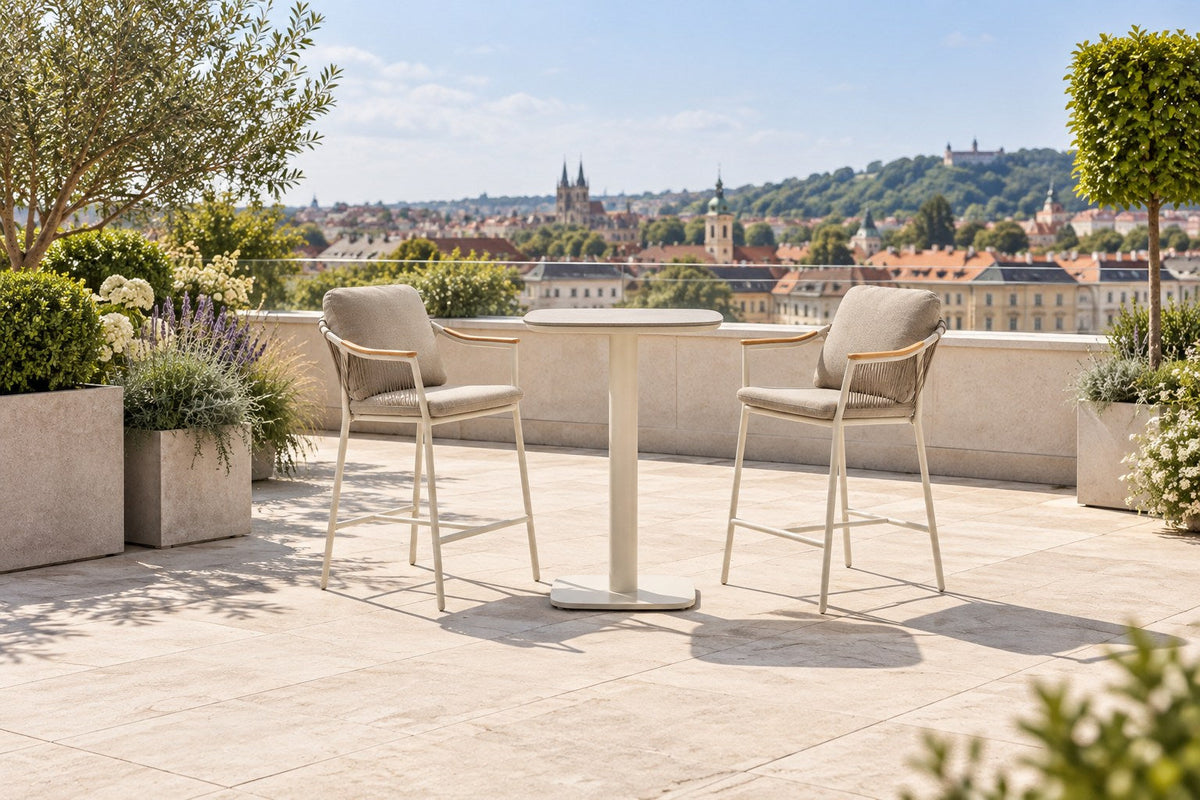 Bernhard Bartisch creme – 70 × 70 × 102 cm, Greige-Steindekor, Ansicht 7