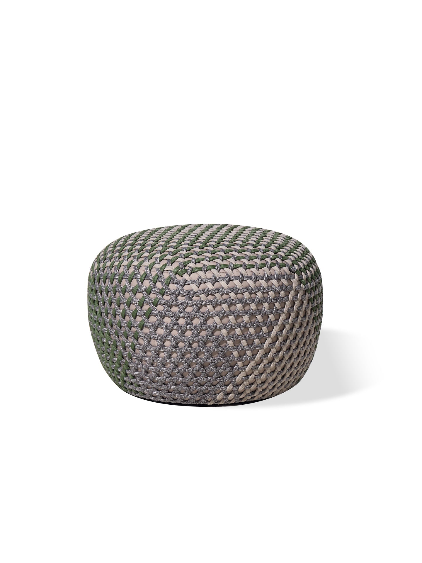 Gartenhocker Cozy aus Aluminium mit cremefarbenem Outdoor-Bezug und dekorativer Textilschnur-Bespannung in verschiedenen Farbvarianten