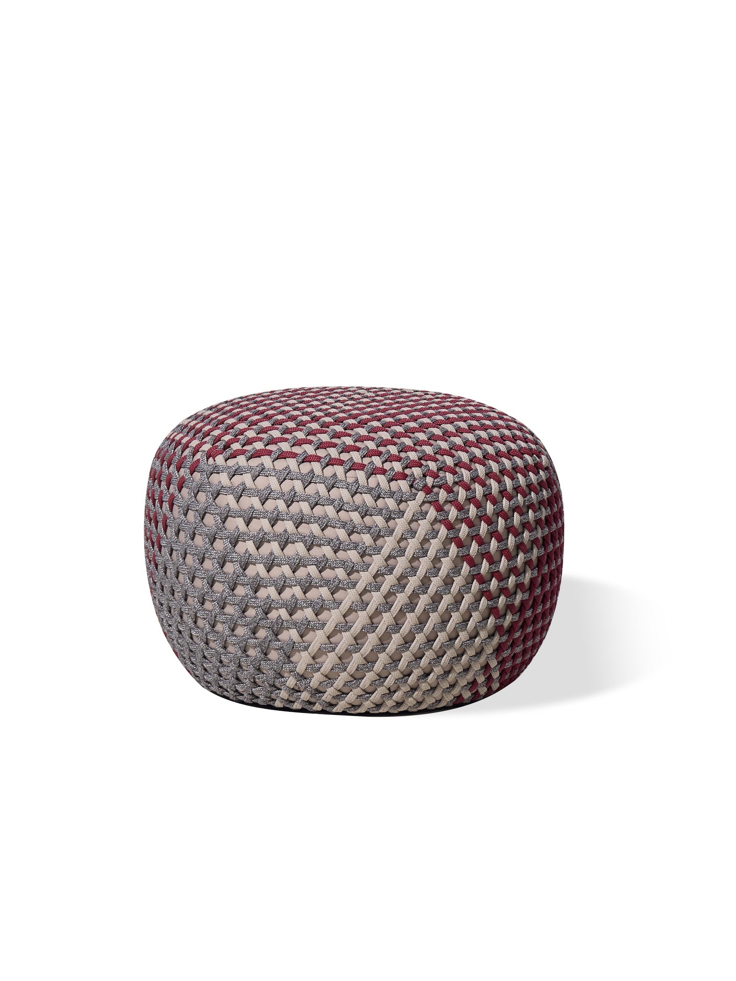 Gartenhocker Cozy aus Aluminium mit cremefarbenem Outdoor-Bezug und dekorativer Textilschnur-Bespannung in verschiedenen Farbvarianten
