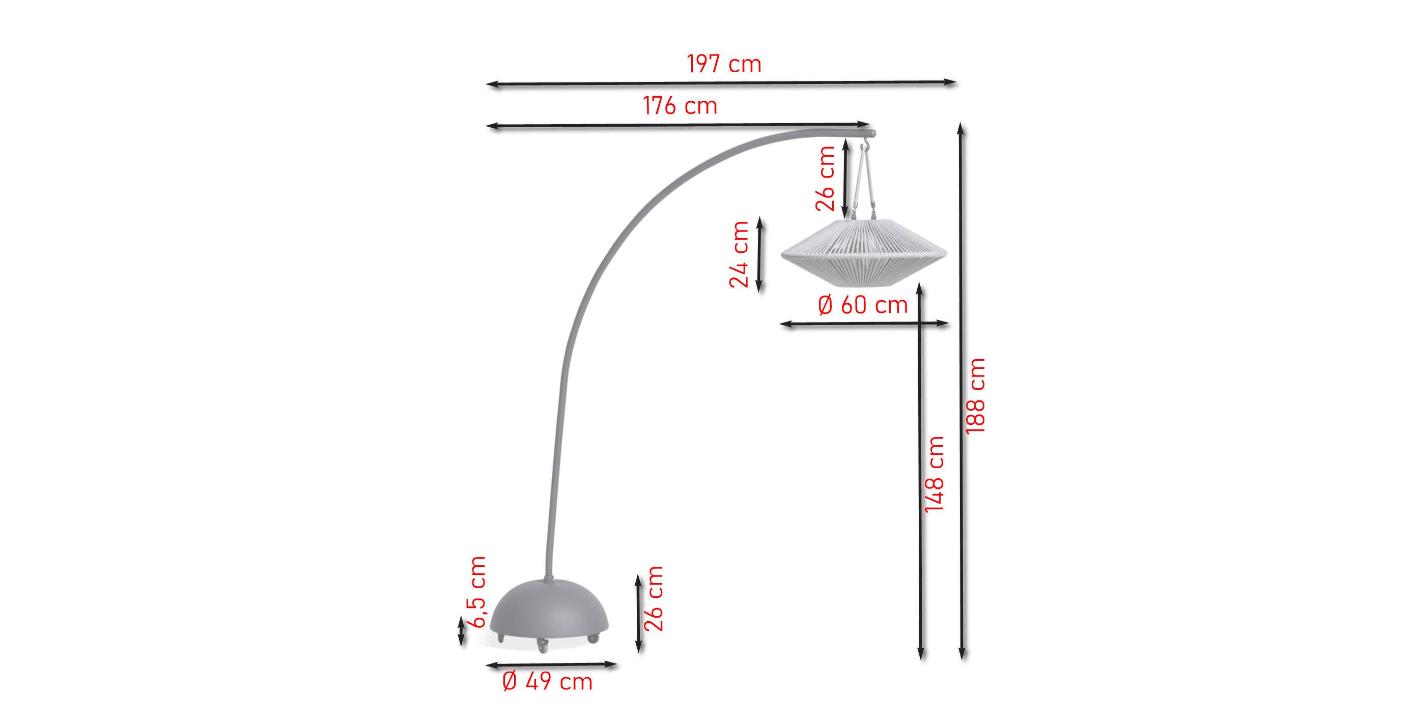 Daisy Solar-Hängelampe mit Aluminiumgestell und Lampenschirm aus dunkelgrauen Textilschnüren für Garten und Terrasse