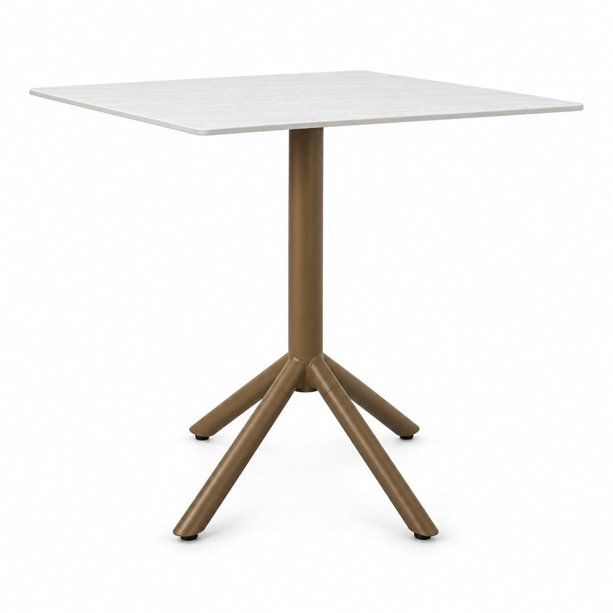 Dominik Bistrotisch quadratisch – Aluminium in Bronze-Braun, Sinterstone in Naturweiß, Foto 1