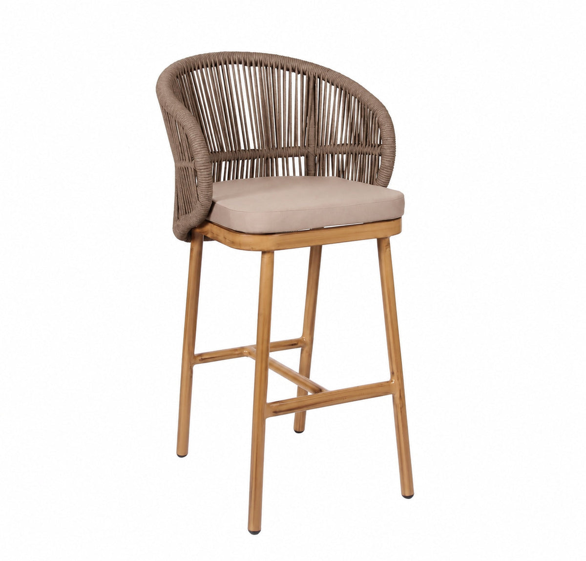 Jasmin Barhocker Braun mit Sitzkissen in Taupe – Ansicht 2