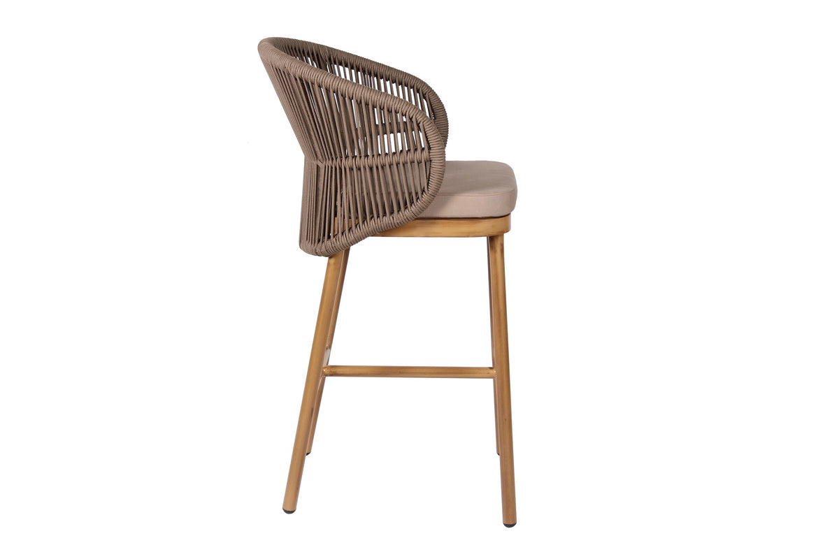 Jasmin Barhocker Braun mit Sitzkissen in Taupe – Ansicht 3