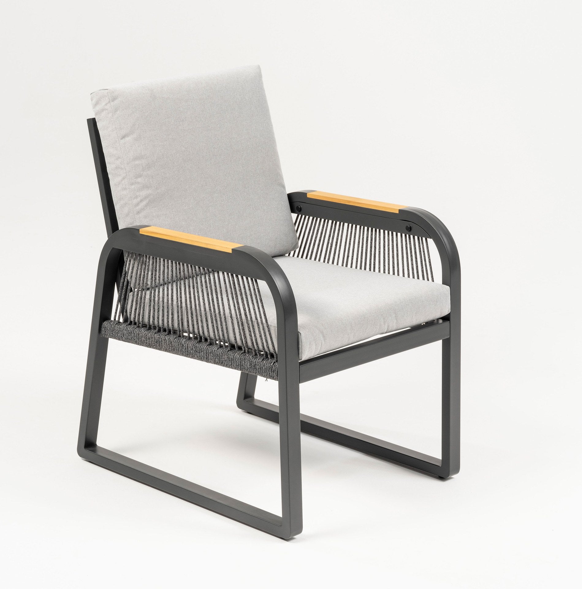 Eckbankgruppe Lara mit höhenverstellbarem Tisch, Sinterstone Tischplatte und Aluminiumgestell in Anthrazit