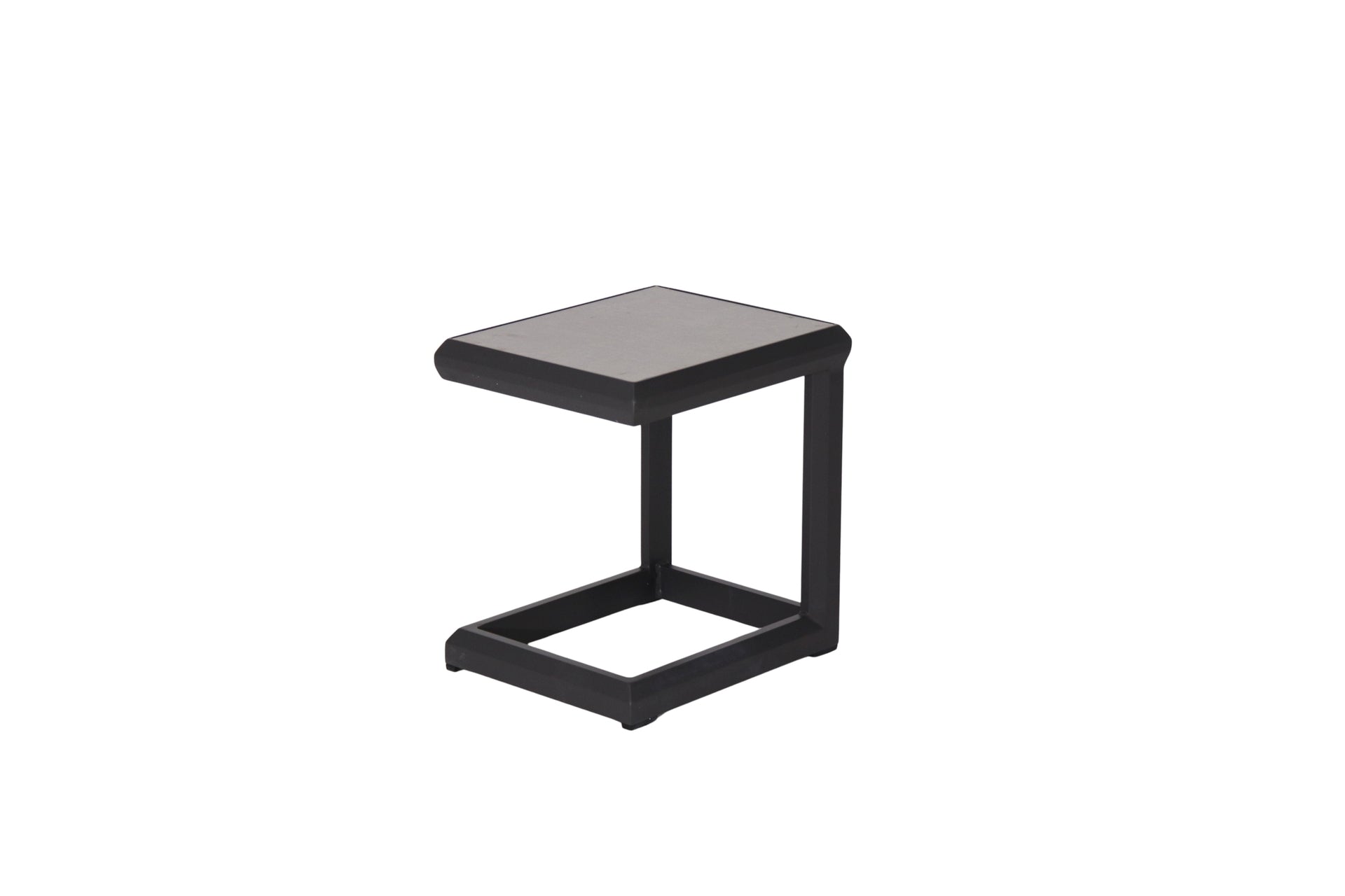 Nicosia Beistelltisch aus Aluminium anthrazit mit dunkelgrauer Keramikplatte für Garten und Terrasse