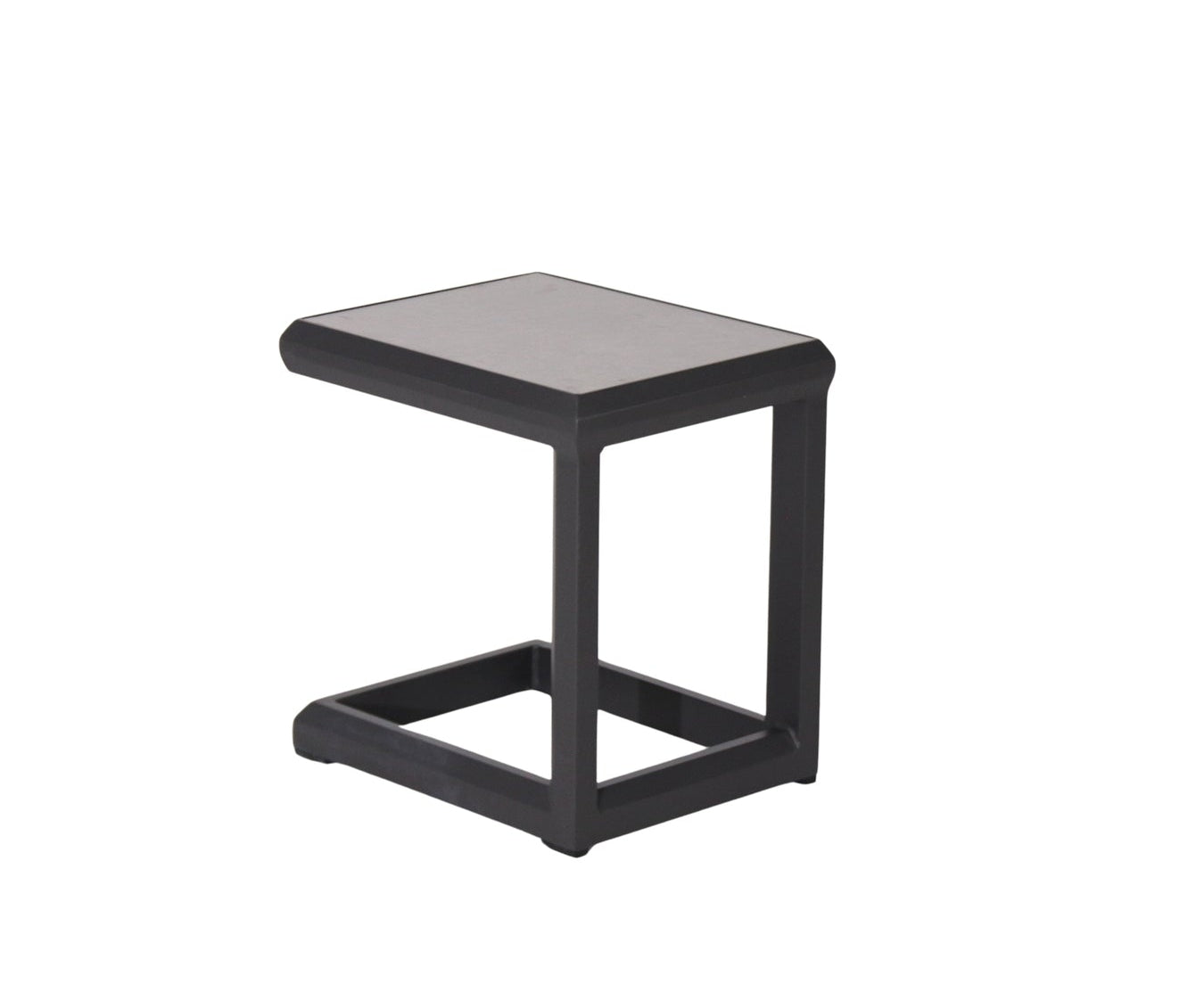 Nicosia Beistelltisch aus Aluminium anthrazit mit dunkelgrauer Keramikplatte für Garten und Terrasse