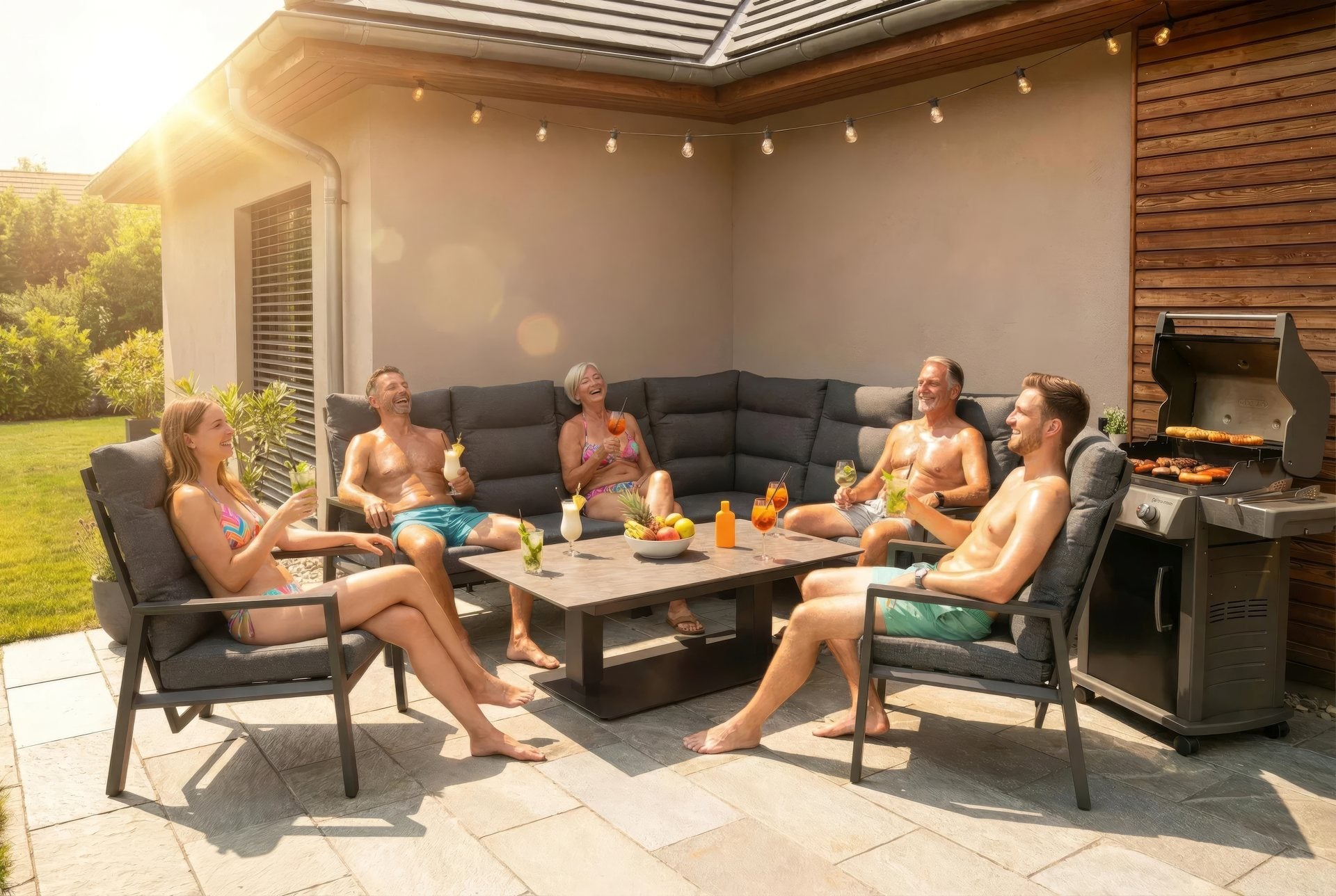 Nicosia Eckbankgruppe mit höhenverstellbarem Ausziehtisch und verstellbaren Rückenlehnen