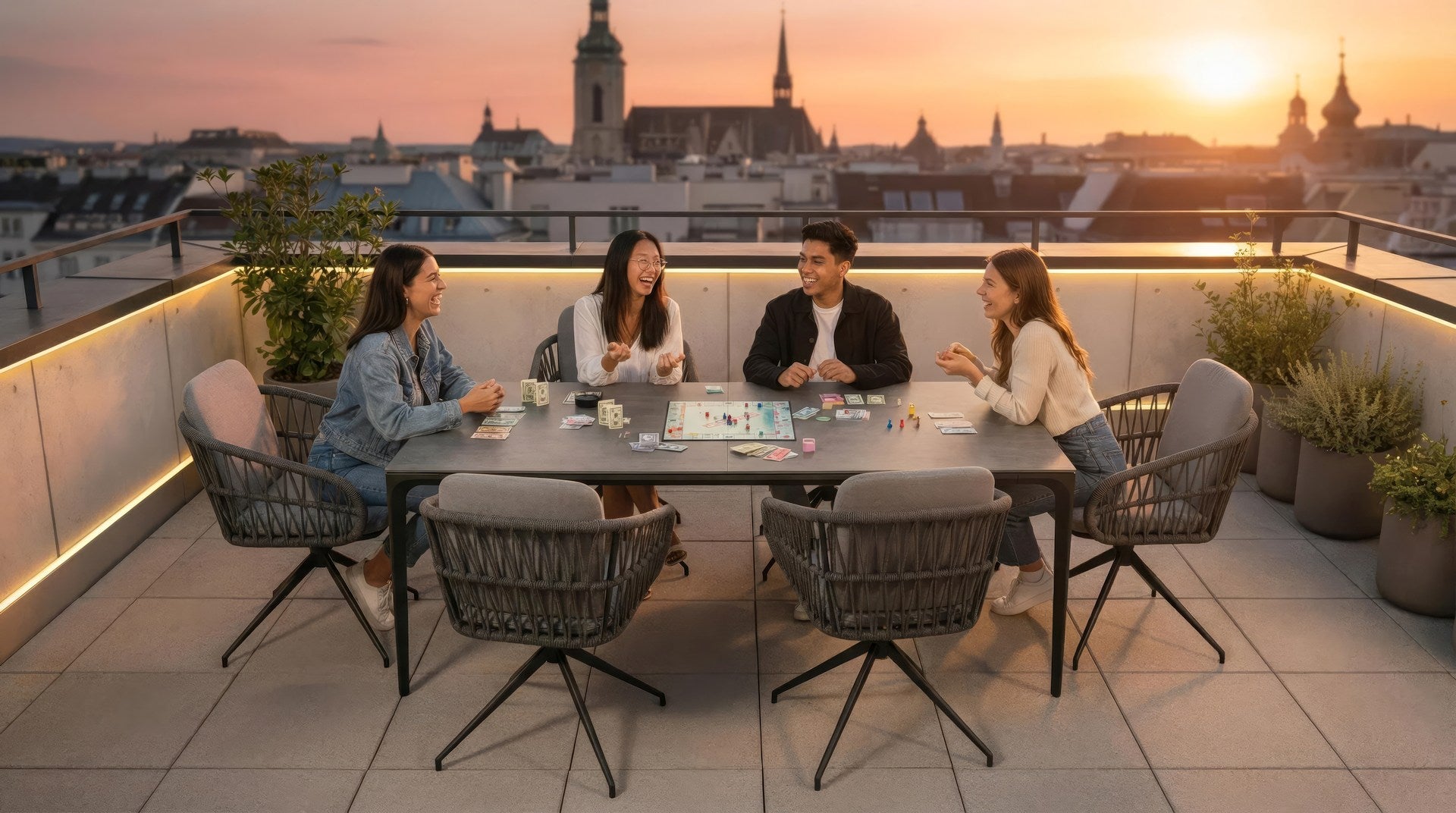 Serena Gartentisch mit Aluminiumgestell und keramikbeschichteter ESG-Glasplatte für den Outdoor-Bereich