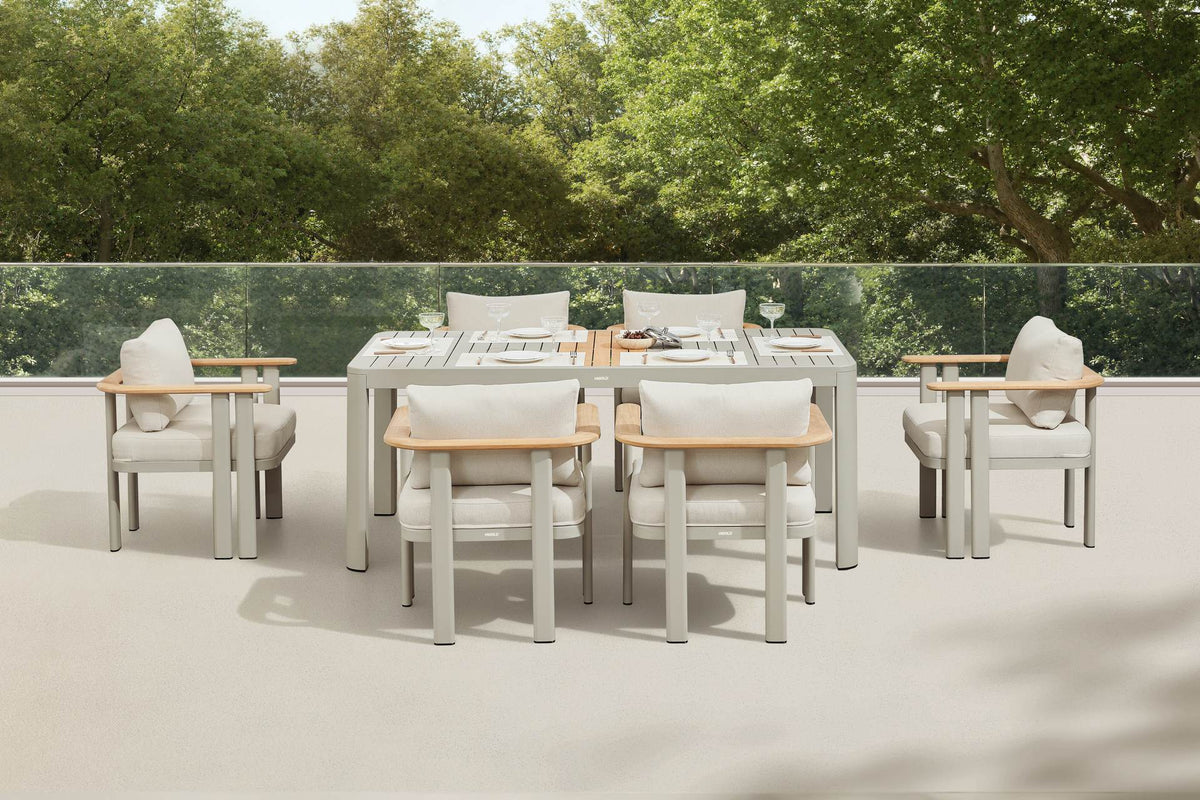 Clarissa Esstischgruppe mit 180 × 90 cm Tisch – Frontalansicht