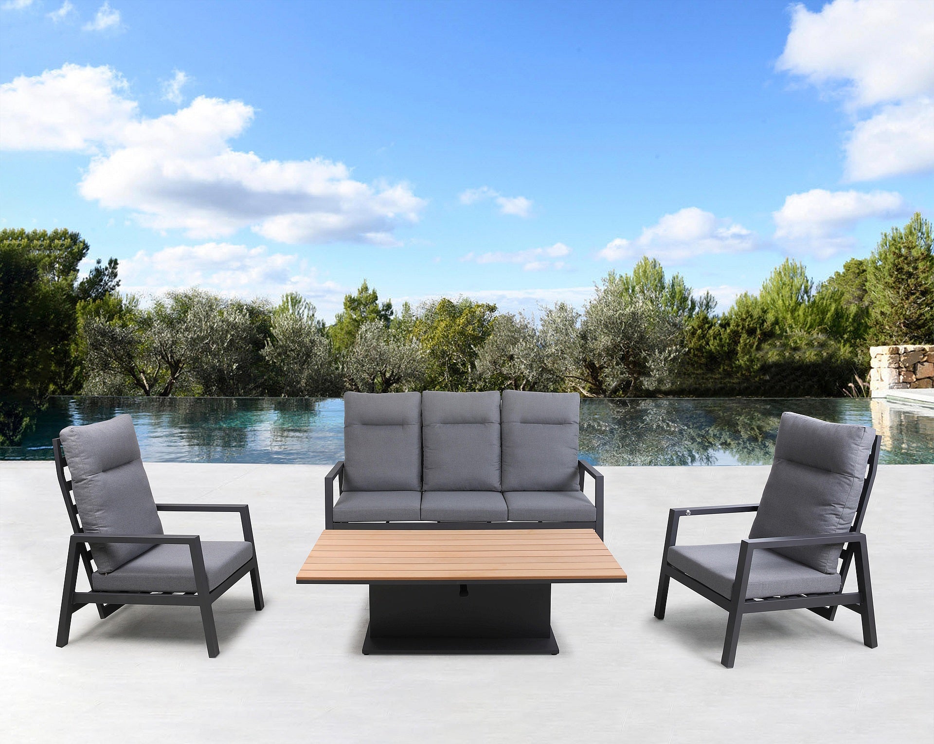 Sandy Tischgruppe Gartengruppe höhenverstellbarer Tisch Outdoor Garten Gartenmöbelshop
